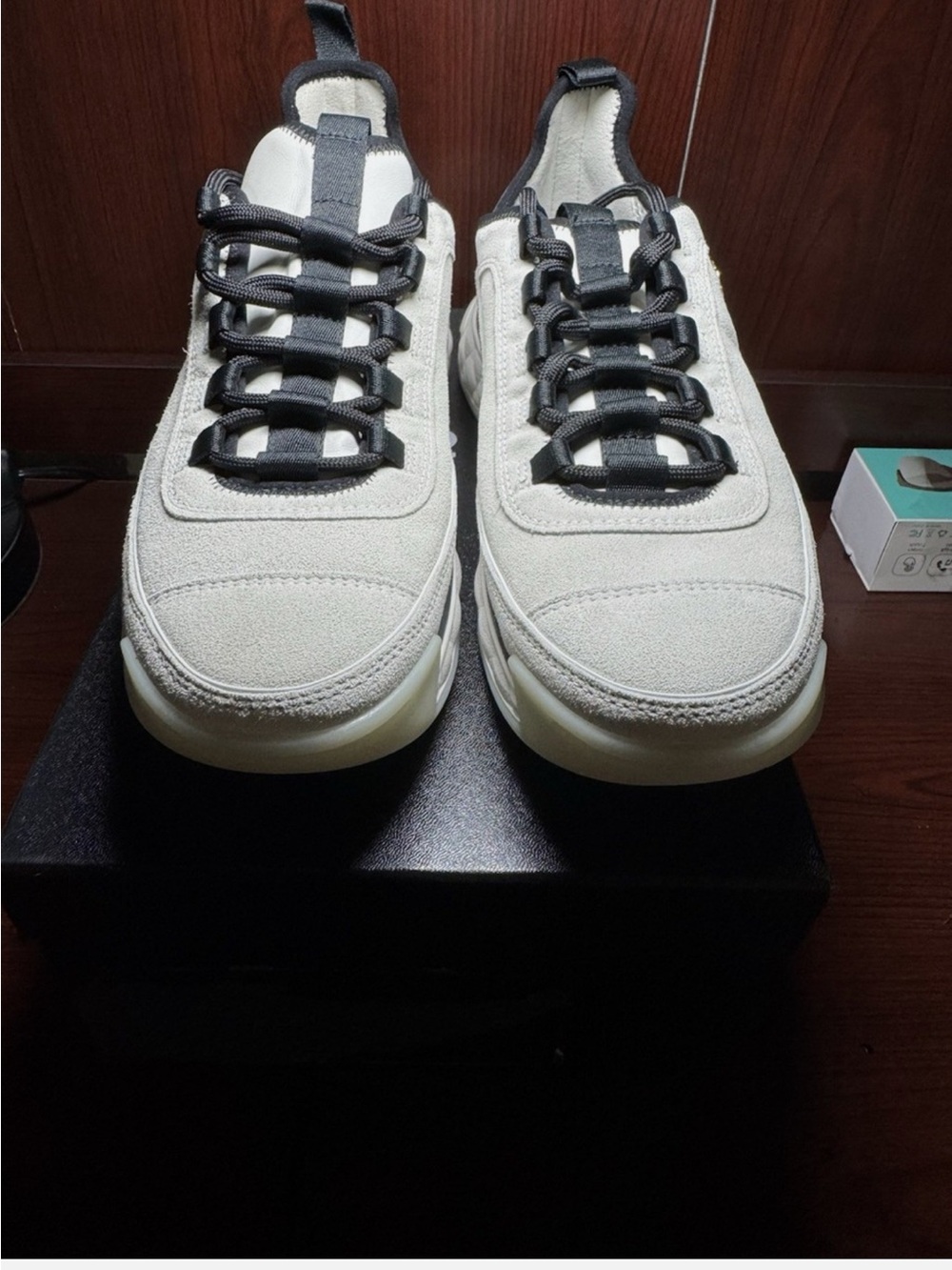CHANEL Cream and Black Men's Quilted Sole Sneakers - Picture 4 of 8